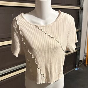 Wild Fable Cream Ruffled Crop Top